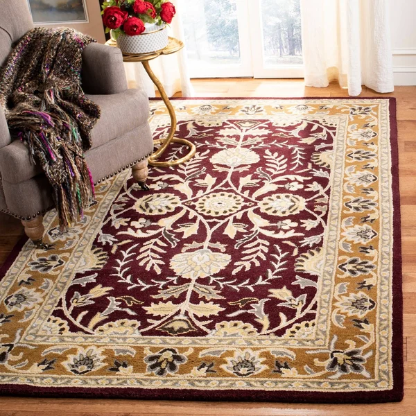 Safavieh Handmade Heritage Tenisha Traditional Oriental Wool Rug Black/Red 6& x 9& 6& x 9& Red Rectangle