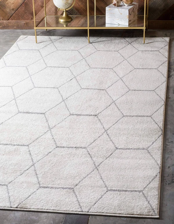 Unique Loom Geometric Trellis Frieze Area Rug (7& 0 x 10& 0 - Ivory)
