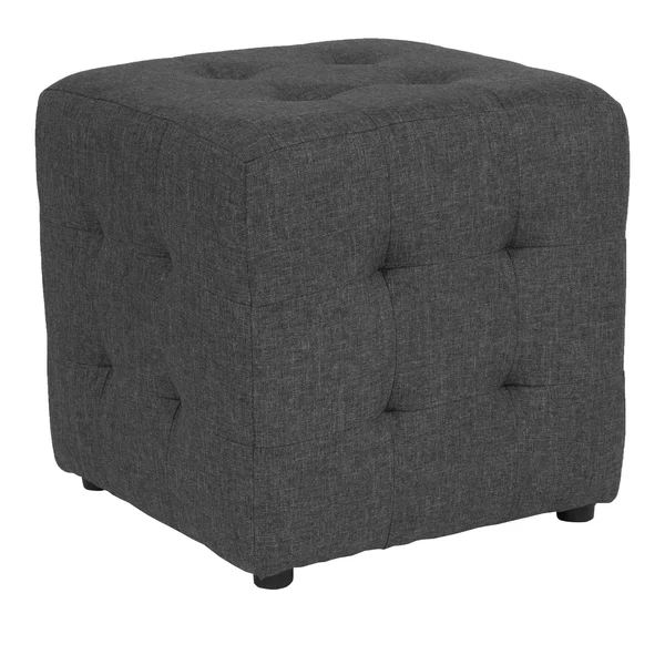 BSD National Supplies Ogden Dark Grey Fabric Tufted Upholstered Cube Ottoman - Size: Medium, Gray