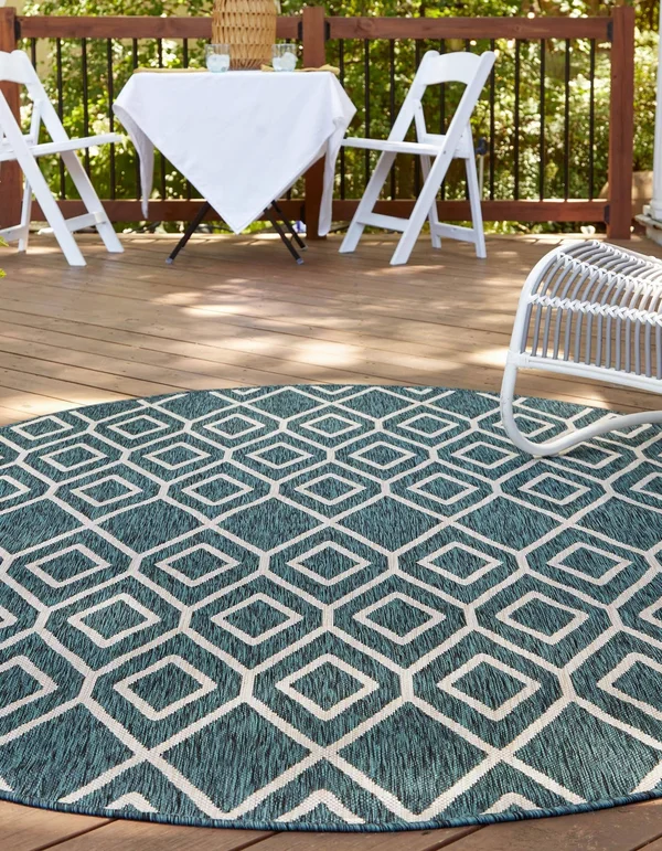 Jill Zarin Home Teal Turks and Caicos Indoor/Outdoor Rug 7&10x22x10& Oval