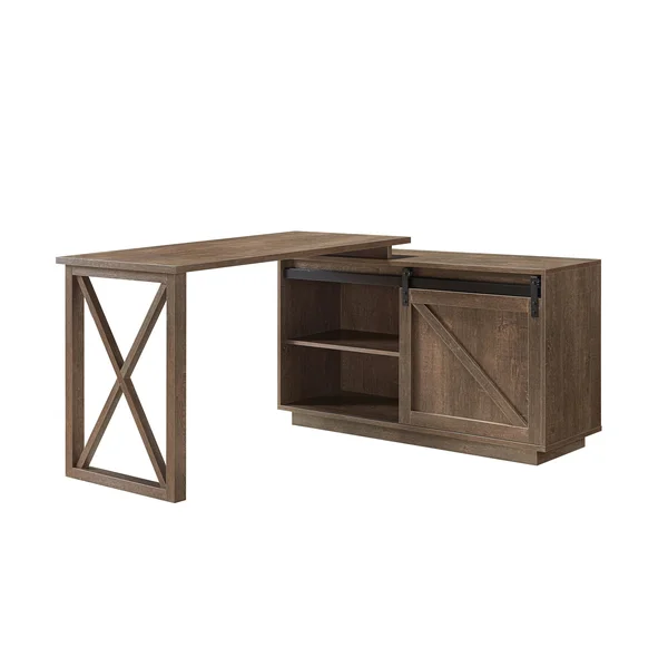 Furniture of America Brasnar Transitional L-Shape Desk - Walnut Oak