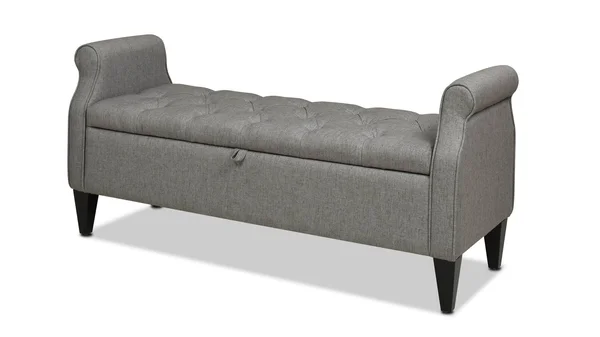 Jacqueline Flip Top Tufted Roll Arm Storage Bench Dark Heathered Grey