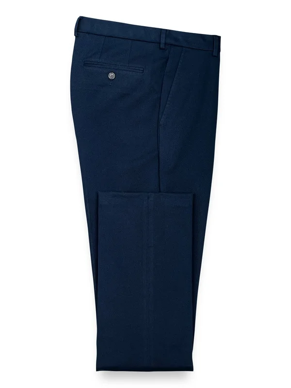 Men's Pants - Tailored Fit in Solid Navy Non Iron Impeccable Cotton, Paul Fredrick