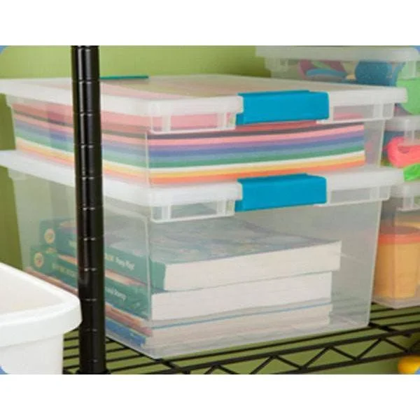 Sterilite Deep File Clip Box Clear Storage Tote Tub Container with Lid, 12 Pack
