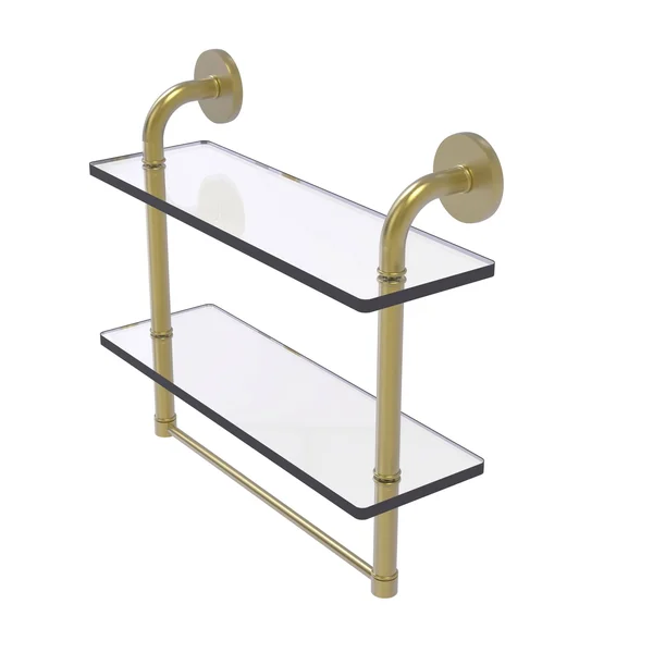 Allied Brass Remi Collection Two Tiered Glass Shelf with Integrated Towel Bar - Antique Bronze - 22 inch