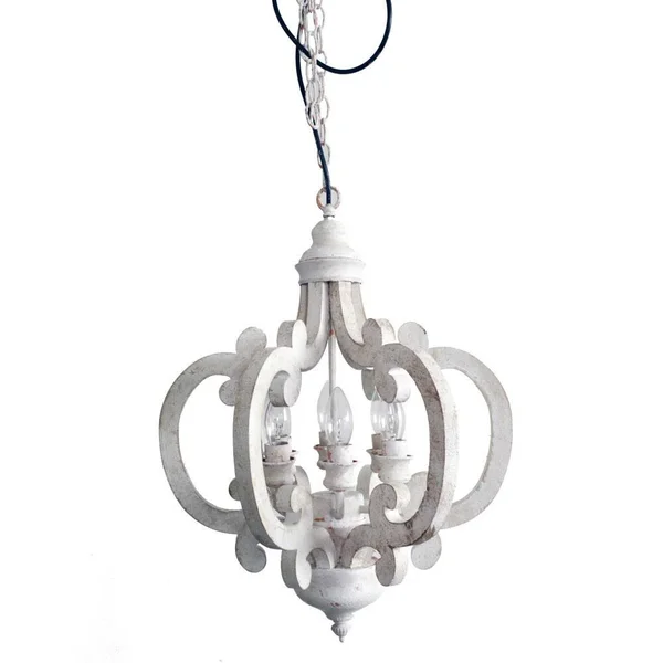 Beautiful Wood Metal Antique Chandelier White