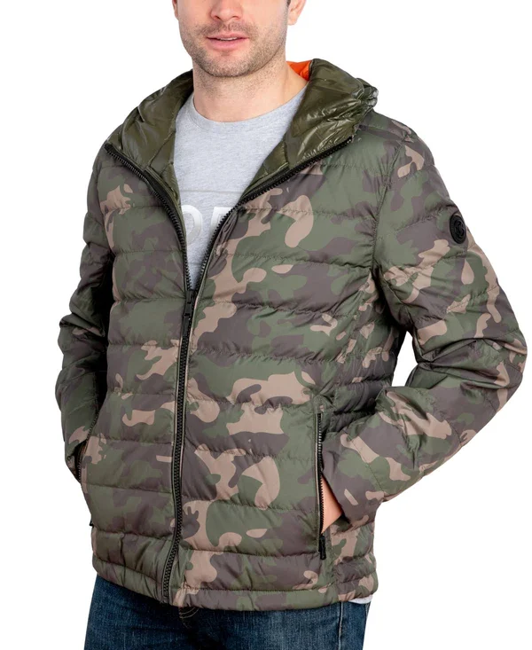 Michael Kors Men's Down Puffer Jacket, Created for Macy's - Green Camo