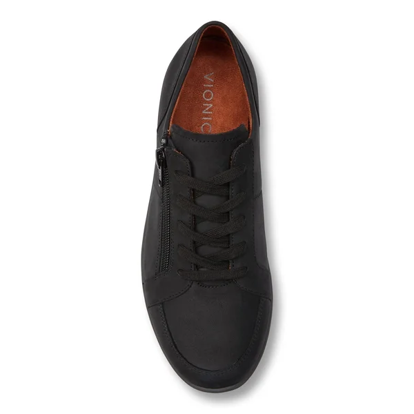 Women's Vionic Abigail Lace Up Sneaker Black Nubuck 9 W