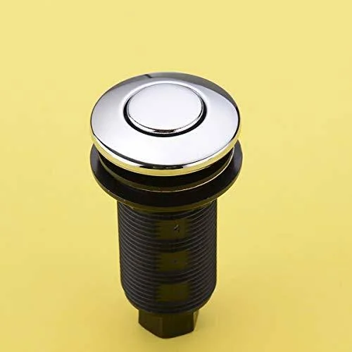Sinkingdom Garbage Disposal SinkTop Air Switch Kit with Long Button, Brass Made Cover, chrome