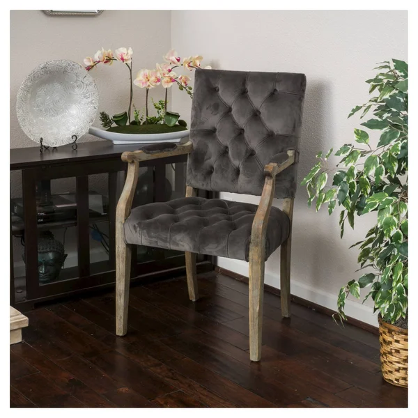 Christopher Knight Home Saltillo Velvet Arm Dining Chair by - 40 inchh x 23.5 inchw x 22.2 inchd Charcoal - Black