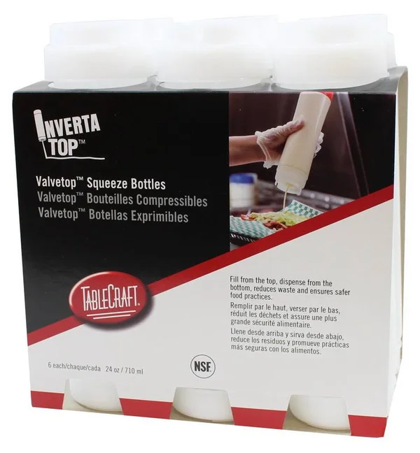 Tablecraft C24SV 24oz/710mL - 63mm NSF Invertatop Squeeze Bottle