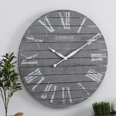 Ely Wall Clock Gracie Oaks Size: Large, Finish: Gray