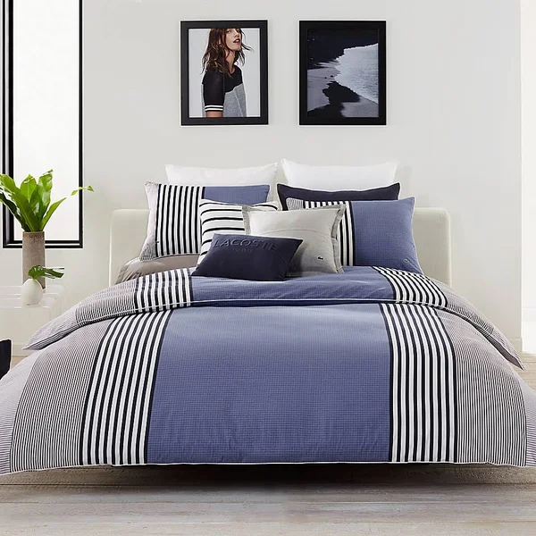 Lacoste Meribel Comforter Set, King, Blue/White