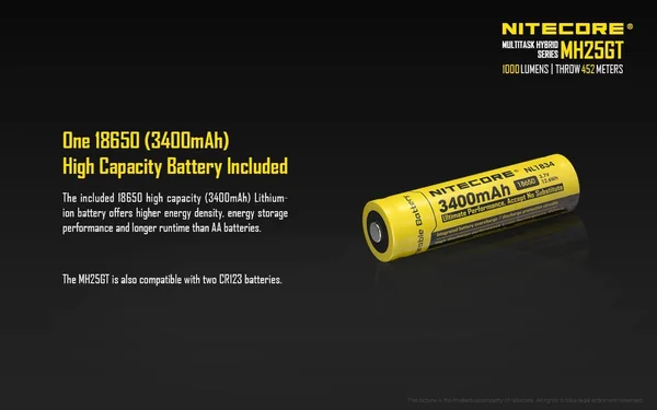 Nitecore MH25GT Rechargeable LED Flashlight - Black