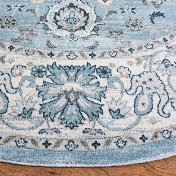 Safavieh Isabella Collection ISA940M Area Rug, 6& 7x22 Round, Light Blue/Cream