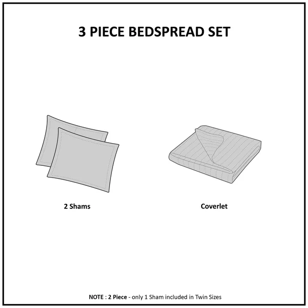 Madison Park - Quebec 3 Piece Fitted Bedspread Set - Khaki - Queen