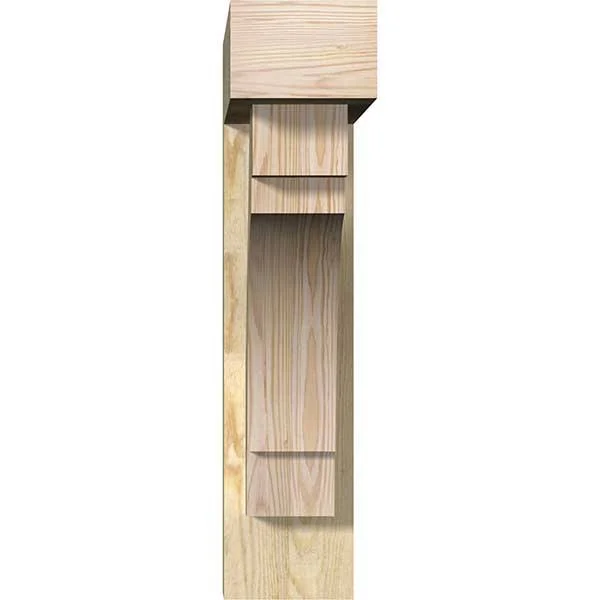 Ekena Millwork BKT0604X22X26MRC05RDF 6x22W x 22x22D x 26x22H Merced Block Rough Sawn Bracket w/ Offset Brace - Douglas Fir