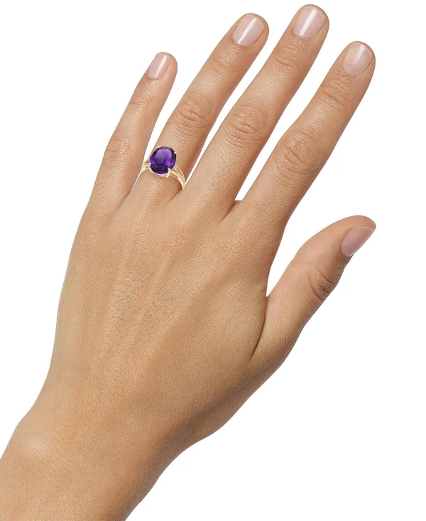 Amethyst (5 Ct. t.w.) and Diamond Accent Oval Ring in 14K Gold (also Available in Mystic Topaz - Blue Topaz, & Prasolite) - B