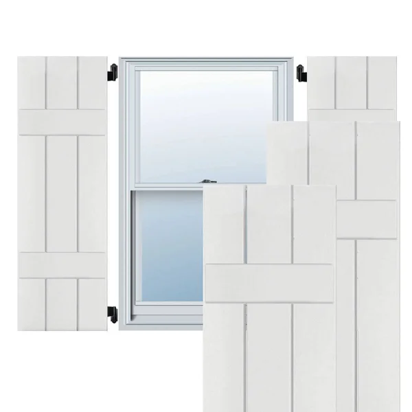 Noralco Industries, Inc. RWB12X068PRP 12x22W x 68x22H Exterior Three Board (2 Batten) Real Wood Pine Board-n-Batten Shutters (Pe