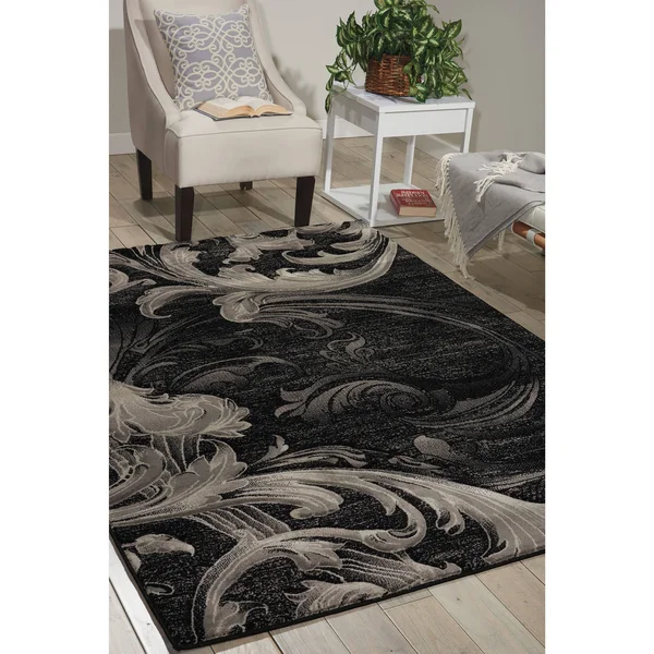 Nourison Soho SOH05 Black Grey Area Rug - 5 ft 3 in x 7 ft 4 in