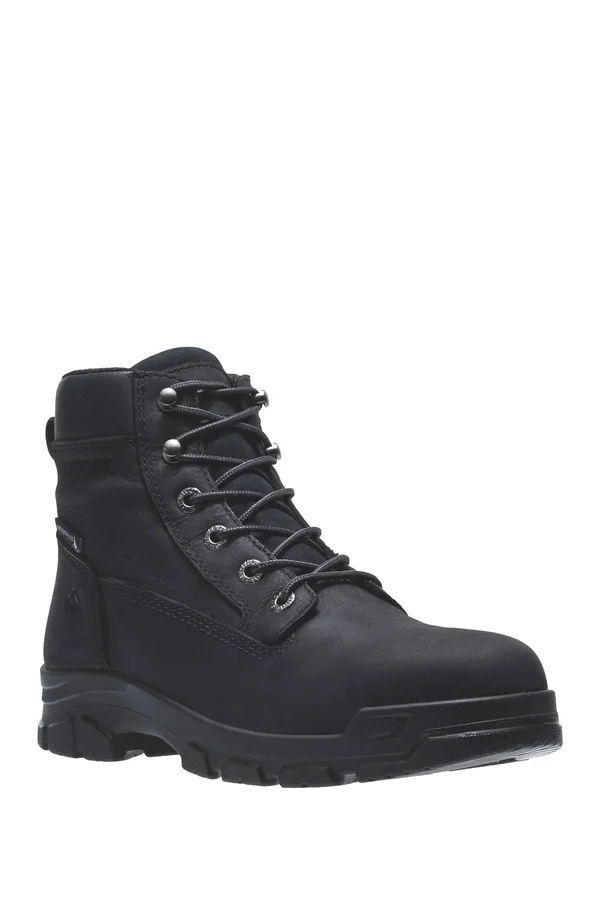 Men's Wolverine Chainhand Waterproof Steel Toe Work Boot, Size: 7, Black