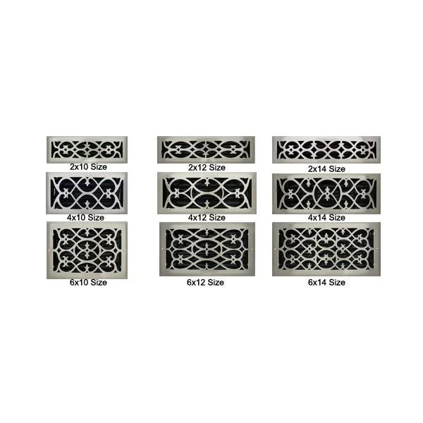 6x22 x 12x22 Victorian Brushed Nickel Floor Register, Vent Cover