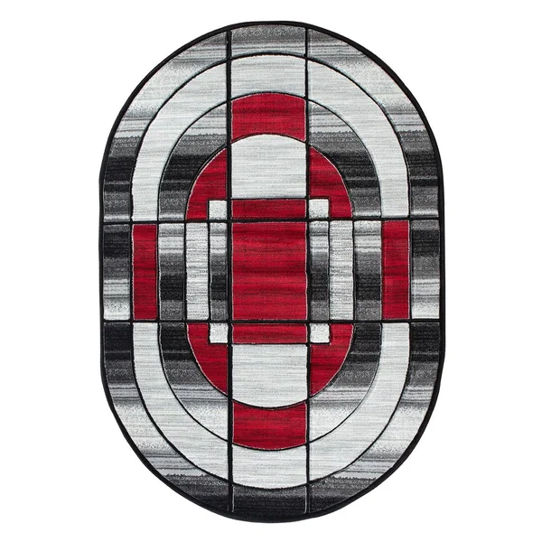 Orelsi Collection Abstract Area Rug - 5&2x22 x 7&5x22 Oval - Grey/Red
