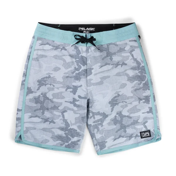 Pelagic Men's The Slide Fishing Board Shorts Fish Camo Grey Size - 32