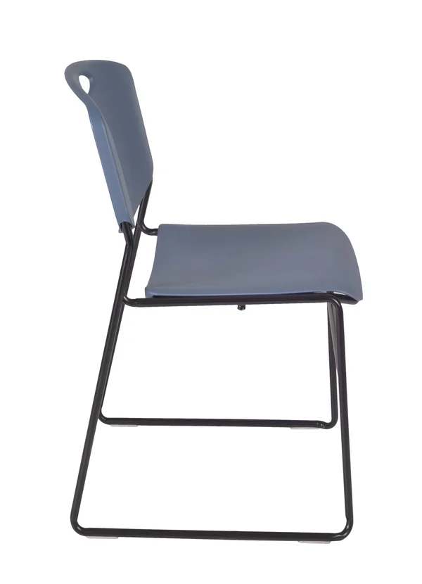 Regency Kee 36x22 Square Breakroom Table- Grey/ Black & 4 Zeng Stack Chairs- Blue