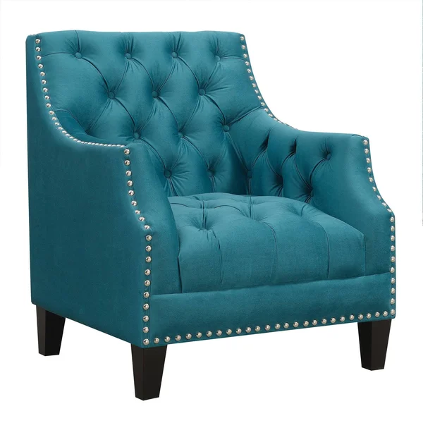 Picket House Furnishings Perry Button Tufted Accent Chair Teal