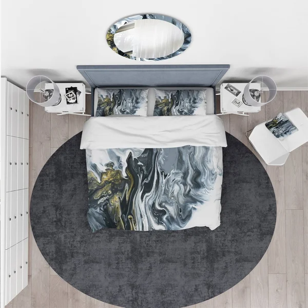 Designart &White - Grey and White Marble Acrylic& Mid-Century Modern Bedding Set - Duvet Cover & Shams - Twin Cover + 1 Sham