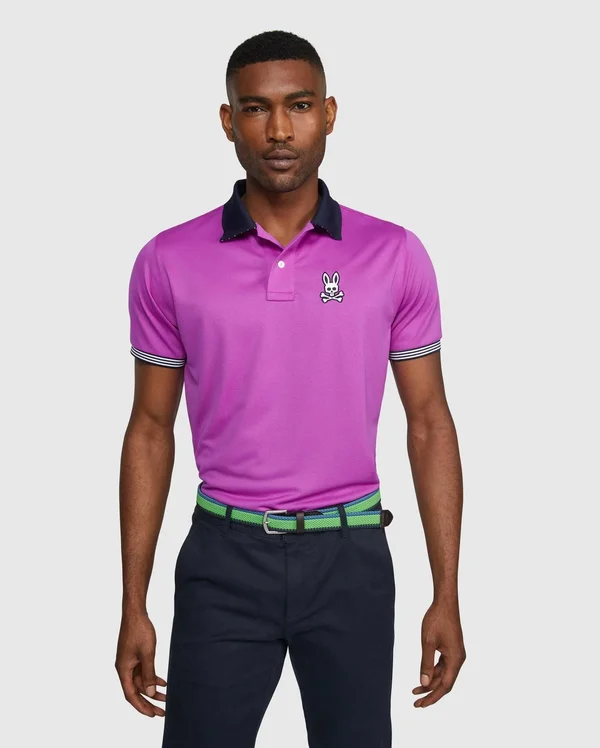 Psycho Bunny - Mens Tamar Polo, Purple Cactus Flower