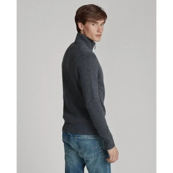Polo Ralph Lauren Men's Cashmere Blend Quarter-Zip Sweater - Dark Charcoal Heather