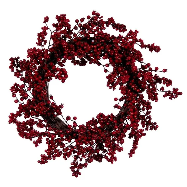 Vickerman EH210122 24 in. Berry Wreath Red, 24 x 24 x 3 in