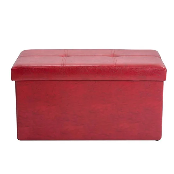 Simplify Casual Red Faux Leather Storage Ottoman, F-0630-RED