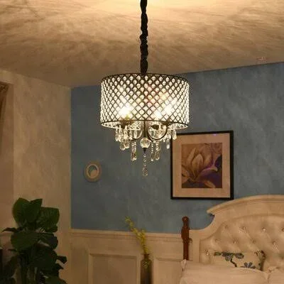 Hanson 4 - Light Unique Drum Pendant House of Hampton Shade Color/Pattern: Black