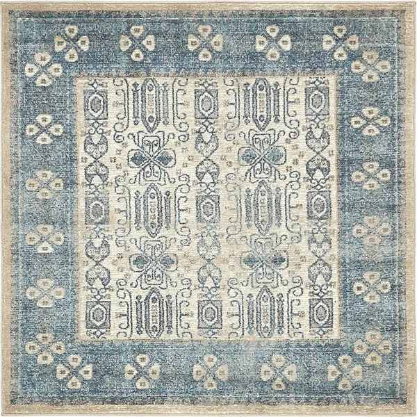 Unique Loom Aigen Salzburg Area Rug (5& x 5& Round - Blue)