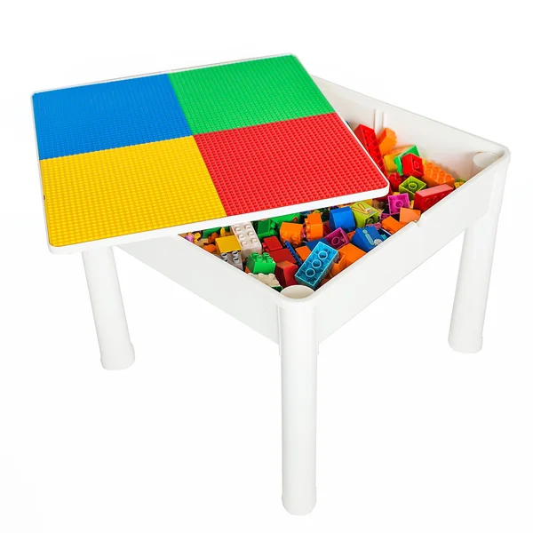 Playbuild Kids 4 in 1 Play & Build Table Set for Indoor Activity, Outdoor Water Play, Toy Storage & Building Block Fun I, 21 x 20.5 x 4.5 inches