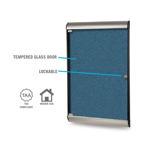Ghent Silh20477 - 42.13x22x27.75x22 1-Dr Silhouette Encl Bulletin BD, Black Frame, Vinyl Fabric Navy, Blue