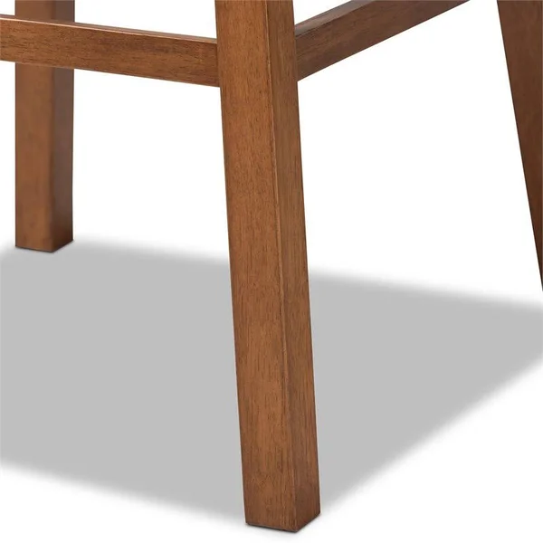 Bowery Hill 31x22 Fabric Tufted Swivel Bar Stool in Gray and Walnut (Set of 2)