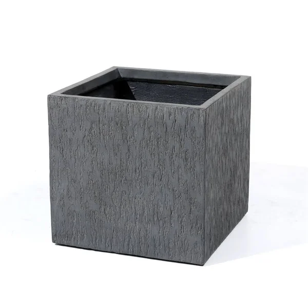Luxen Home 11.75in. H Square Gray MgO Planter