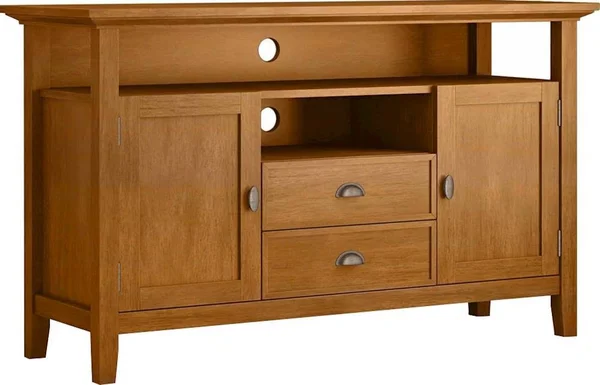 Simpli Home Redmond Tall TV Media Stand, Light Golden Brown