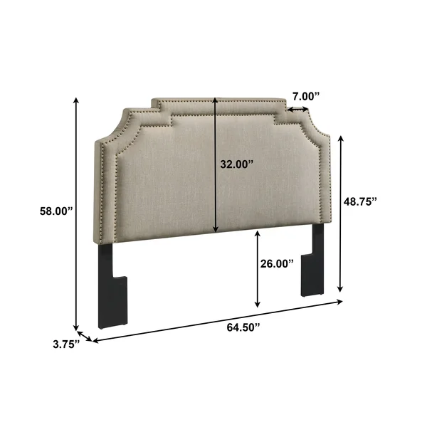 Nailhead MARQUEE Upholstered Headboard in Linen - King