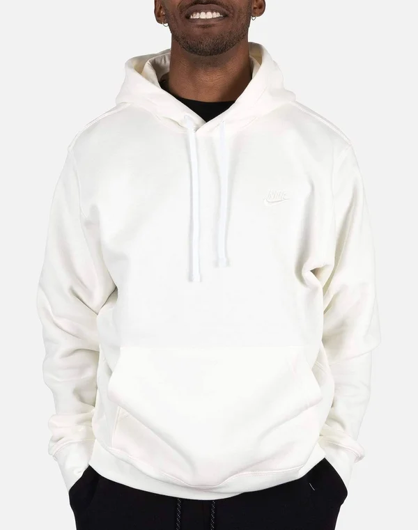 Nike White Fleece Sportswear Club Hoodie