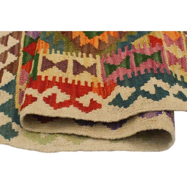 Geometric Kilim Linette Beige Rust Hand Woven Area Rugs