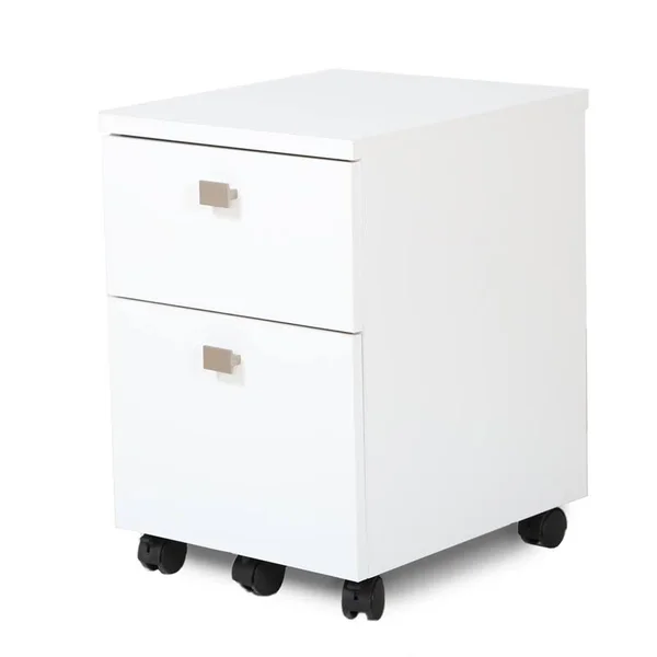 South Shore Desk and 2 Drawer Mobile File Cabinet Set in Pure White