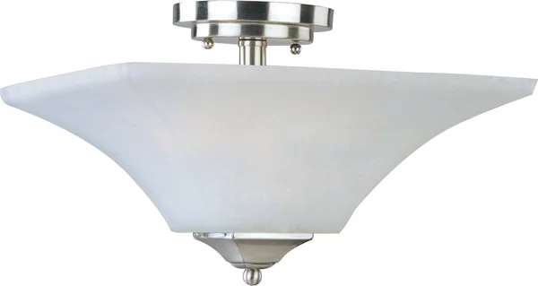 Maxim 20091FTSN Aurora Frosted Glass Square Semi Flush, 2-Light 120 Watts, 9x22H x 13x22W, Satin Nickel
