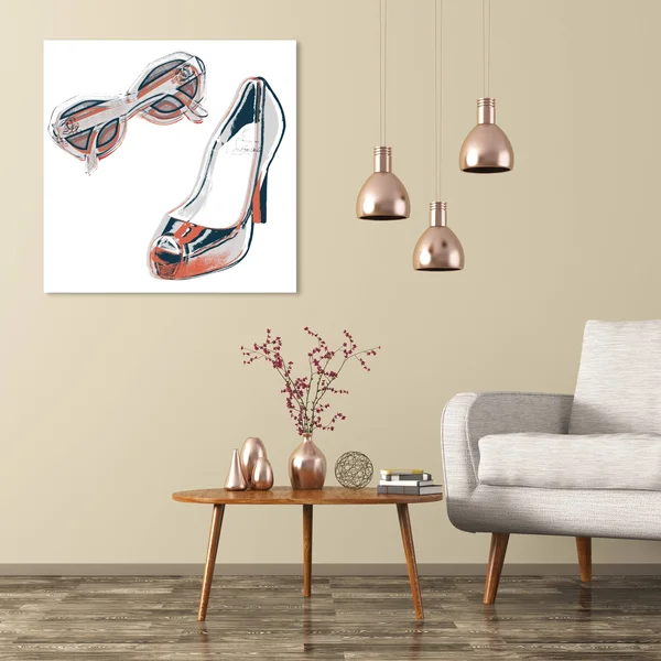 Runway Avenue Fashion and Glam Wall Art Canvas Prints &All She Needs& Accessories - Gray - White, Size: 30 x 30