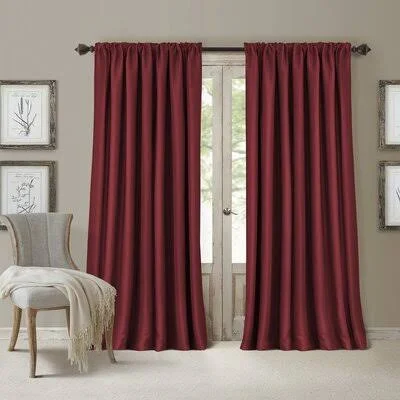 Astoria Grand Ardmore Solid Blackout Rod Pocket Single Curtain PANEL, Red