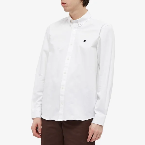Carhartt WIP Madison Shirt White & Black - White & Black - Small - 100% Cotton - Men's